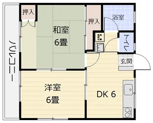 大坪ハイツB棟【2階】の間取り
