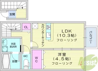 イーストタウンKT【2階】の間取り