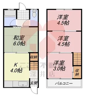 大阪府松原市天美南3【一戸建】の間取り