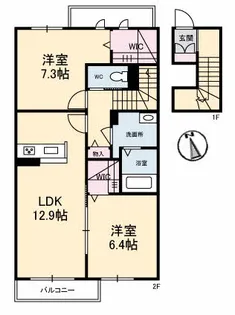 フォレナ北田宮【2階】の間取り