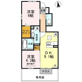 カーサアリエッタA・B・C A棟【1階】の間取り