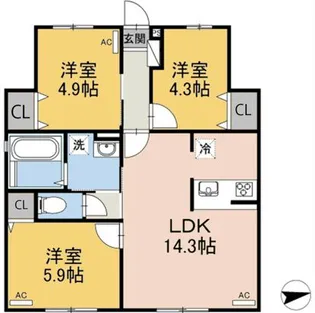 エルキュール B棟【1階】の間取り