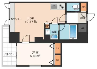 プレジオ難波ASIAN【15階】の間取り