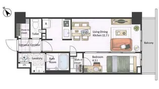 市谷台町坂フロント【9階】の間取り