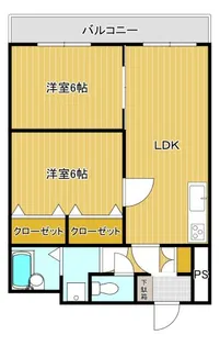スカイコートけんとく町【5階】の間取り