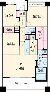 ヌーベルヴィラージュひばり【7階】の間取り