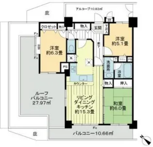 ライオンズシティ町田東【6階】の間取り