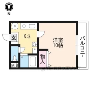 ワンルーム草津西矢倉【1階】の間取り