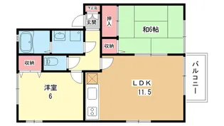 大阪府豊中市上野東2【アパート】の間取り
