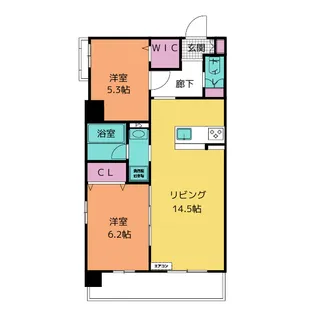 さんぶらいと本通り【5階】の間取り
