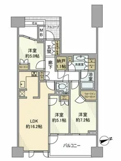 The目黒桜レジデンス【5階】の間取り