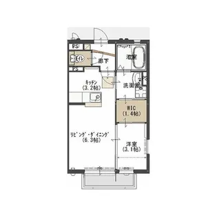 パナハイツ・カガワ【1階】の間取り