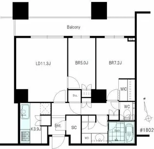パークコート麻布十番ザ・タワー【18階】の間取り