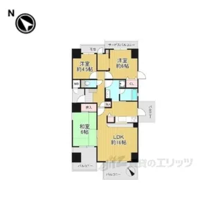 ローレルスクエア木津川台第1期1番館【6階】の間取り