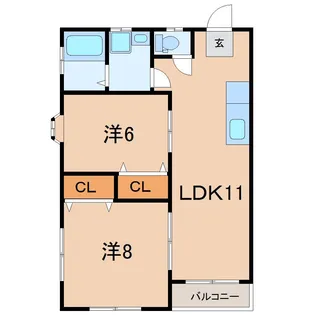 コーポ金子B【2階】の間取り
