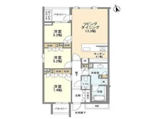 ザ・パークハウス広尾羽澤【3階】の間取り