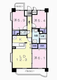 エトワールサトル【3階】の間取り