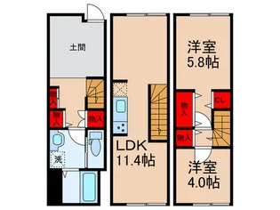 MOK-TERRACE花小金井【1階】の間取り