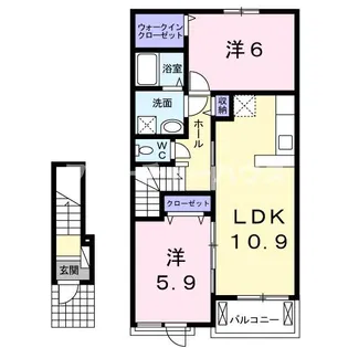 タウンコート A【2階】の間取り