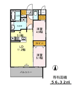 レジデンス喜志【1階】の間取り
