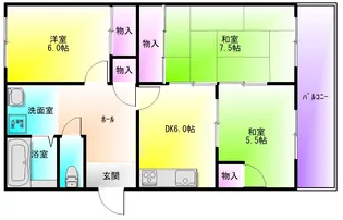 サンハイツ高安【1階】の間取り