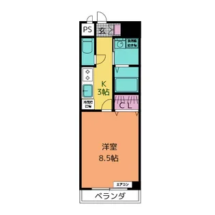 シャンブル・クレール【1階】の間取り