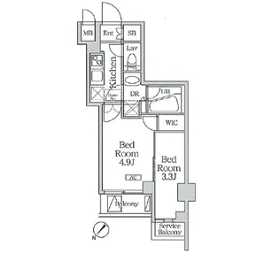 アジールコート池尻大橋【3階】の間取り