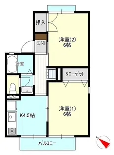ジュネスコーポ牧【1階】の間取り