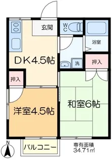 ニコーホームハイツ D館【2階】の間取り