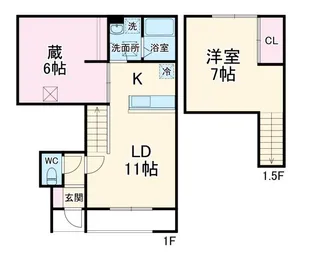 1SLDKの間取り画像