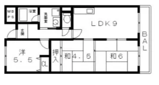 リープハーベン八尾木【2階】の間取り