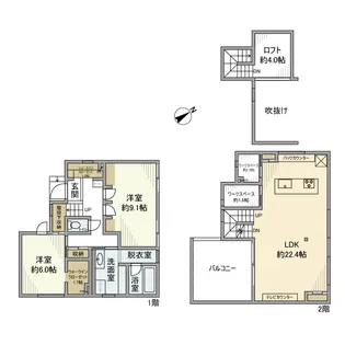 神奈川県横浜市中区鷺山【一戸建】の間取り