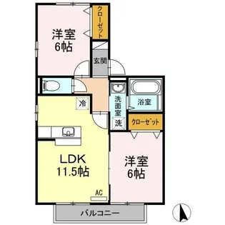 リビングタウン岩国 A棟【2階】の間取り