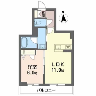 アンビシア西ノ内【1階】の間取り