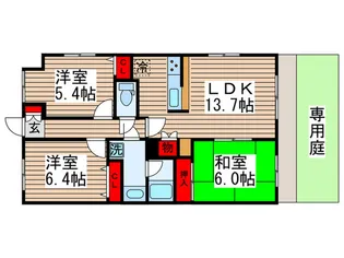 ベルドゥムール鎌ケ谷初富【1階】の間取り