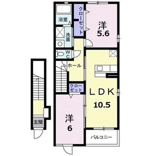 プロムナードミニョン【2階】の間取り
