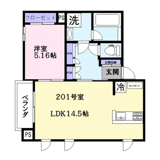 ミライエ経堂【2階】の間取り