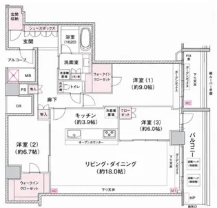 シエリアタワー大阪堀江【44階】の間取り