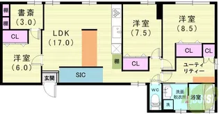 ソルナ板宿【1階】の間取り