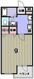 コーポ衣笠【1階】の間取り