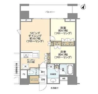 クレヴィア新宿若松町【9階】の間取り