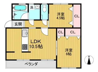 長岡天神ハイツ14棟【5階】の間取り