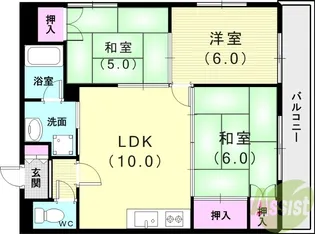 2LDKの間取り画像