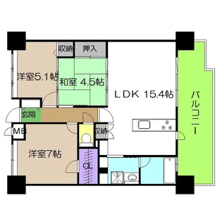 フローレンス鷹匠【5階】の間取り