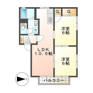 セントリバーヒルズ東千代崎【2階】の間取り