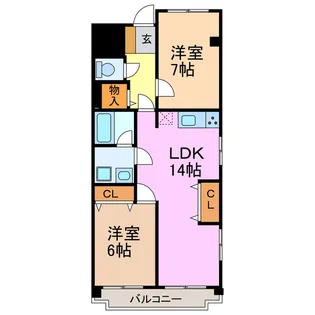 コーポ白鳥【7階】の間取り