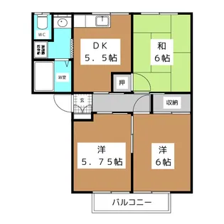 ハイツ・サンリバー【2階】の間取り