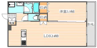 ボヌール博多【9階】の間取り