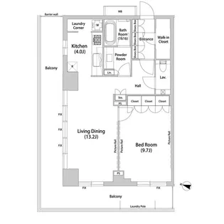 東京都新宿区新小川町【マンション】の間取り
