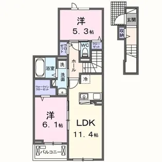 シャルマン酒門III【2階】の間取り